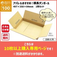 ダンボール 100サイズ 横長 長さ497×幅350×高さ64（mm） 【10枚〜購入】【送料別途かかります】 